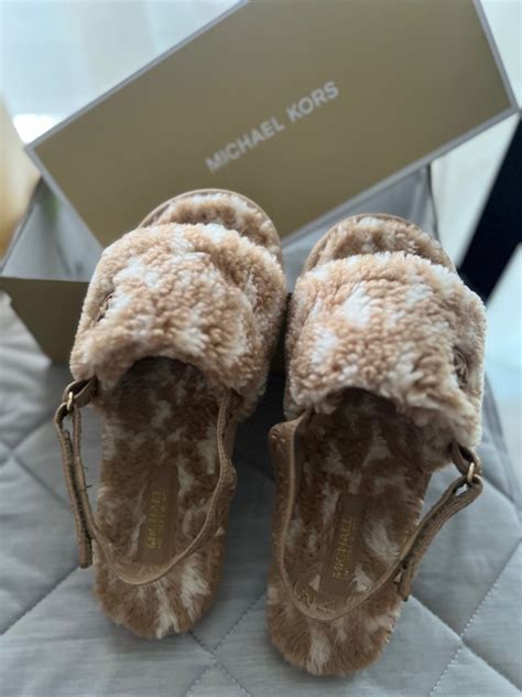 michael kors furry slides